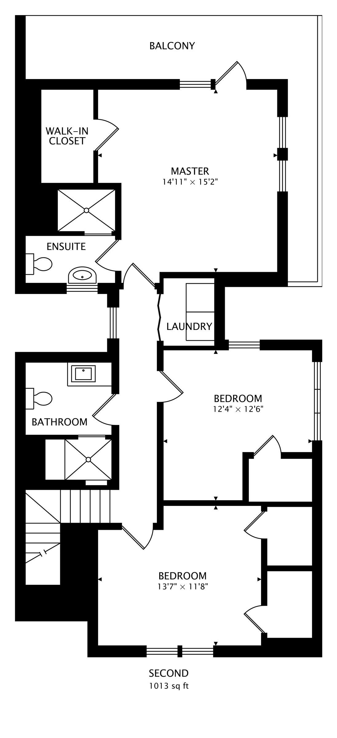 Upstairs floor plan — 1,013 sq ft