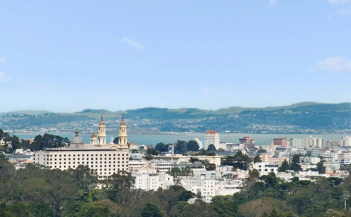 City skyline and bay views